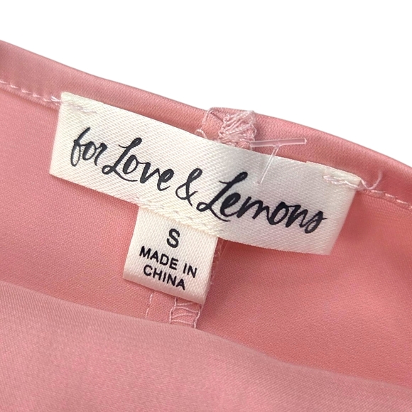 For Love & Lemons Percy Mini Dress Sheer Coquette Womens Small Pink Floral Fairy - Picture 12 of 15